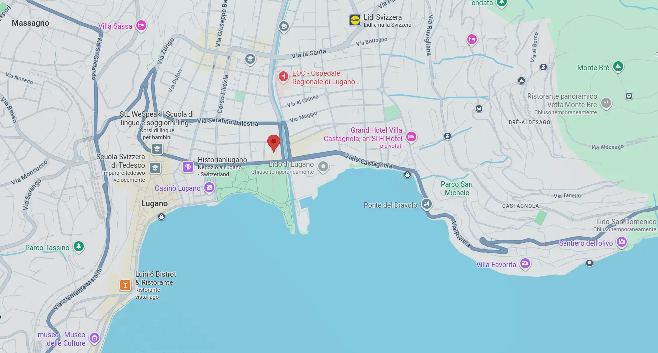Mappa di Sede Lugano Presso CCT  - Viale Carlo Cattaneo 27, 6900 Lugano